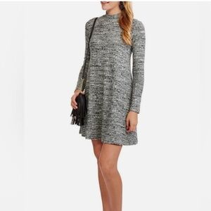 Socialite Grey Ribbed Cowl Neck Sweater Dress